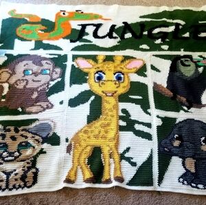 Handmade Jungle Baby Crochet Blanket Wildlife Bud